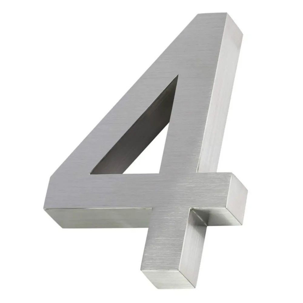 

200mm 3D Brushed stainless steel house number signs ourdoors Modern big sign address numbers for Homes Weather Resistant Durable