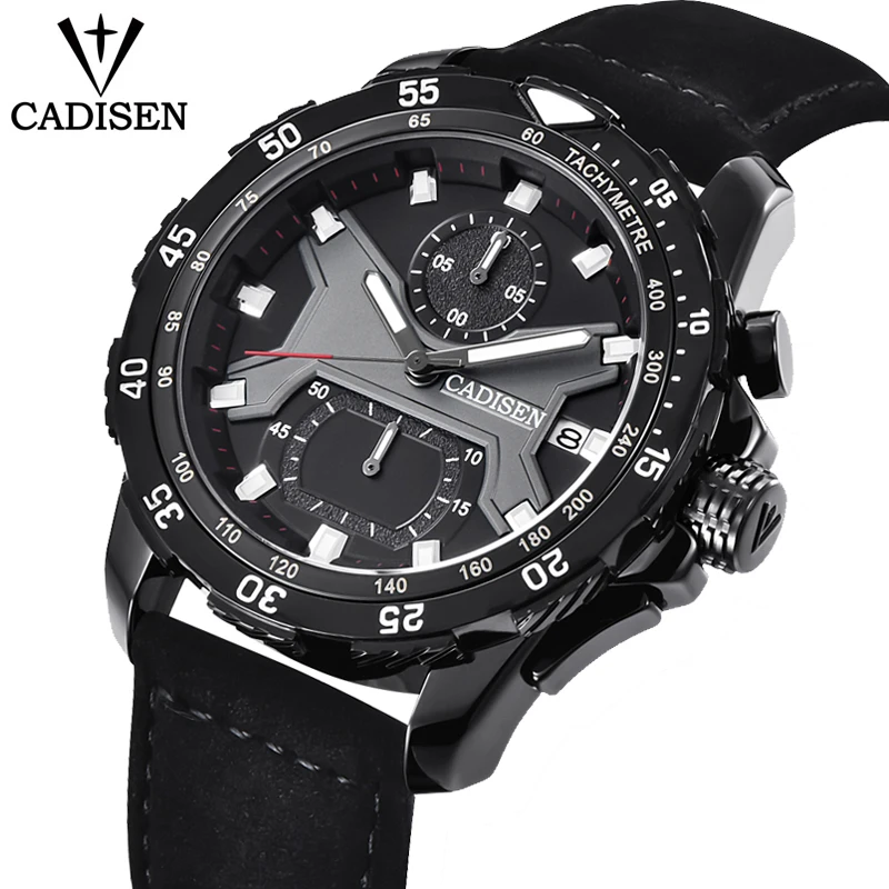 

CADISEN New Men Watches Top Brand Luxury Waterproof Quartz Watch Man Leather Sport Wrist Watch Male Waterproof Relogio Masculino