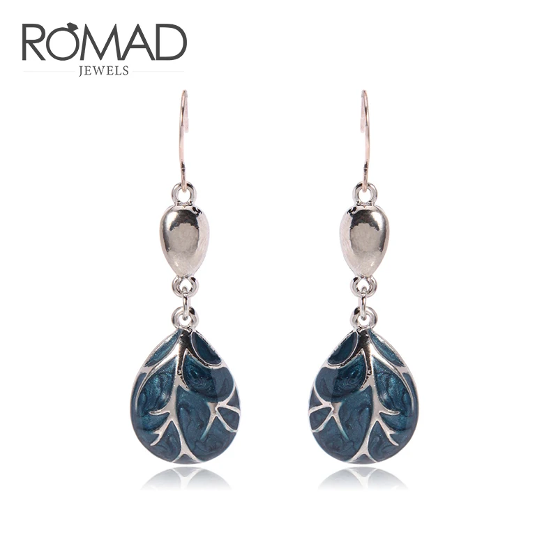

ROMAD Retro Ethnic Water Drop Earrings For Women Bohemian Teardrop Stones Long Drop Earring Jewelry boucles d oreille femme R4