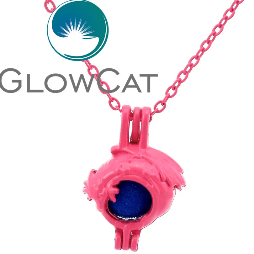 

GLOWCAT RR243 Hot Pink Gothic Dragon Beads Cage Aromatherapy Essential Oil Diffuser Pearl Cage Locket Necklace