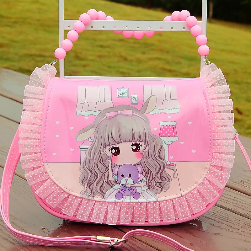 

PU leather princess cartoon prints children school bags kids travel messenger cross-body phone pouches money bags for baby girls