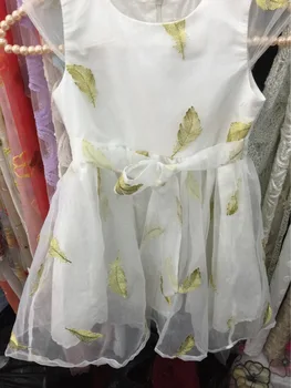 

Free ship embroidery fabric 130cm wide transparent colorful leaf style 3 colors for choice price for 5 meter