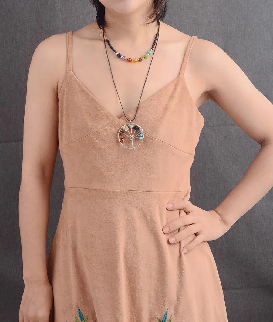 7 Color Chakra Necklace Natural Stone Lava Stone Choker Necklace for Women