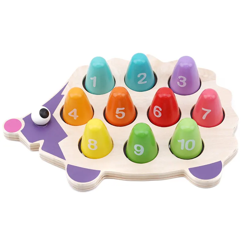 Развивающие деревянные игрушки Монтессори математическая игрушка мультфильм красочный Ежик соответствующие цифры младенец подарок на день рождения - Цвет: Multicolor