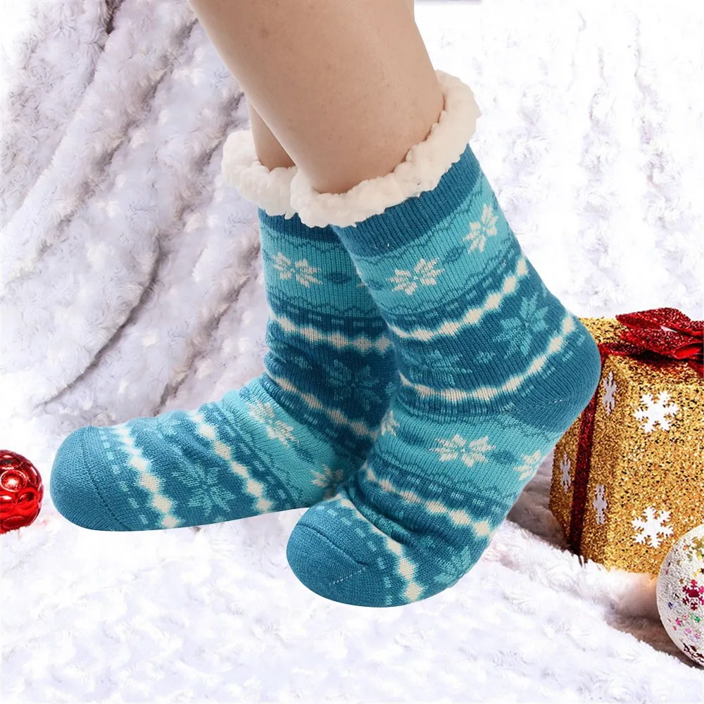 Лидер продаж, зимние теплые рождественские толстые Нескользящие Гольфы с рисунком подарок для женщин и девочек, Meias, Прямая поставка, носки-Тапочки
