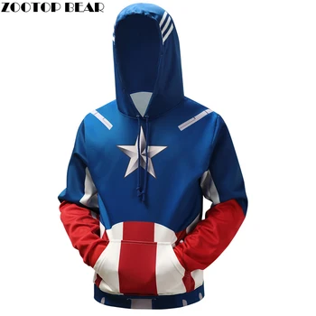 

Captain America Hoodies Men Hooded Sweatshirts Superhero 3D Print Quality Pullover Plus 6XL Casual Fashion Tracksuit Streetwear