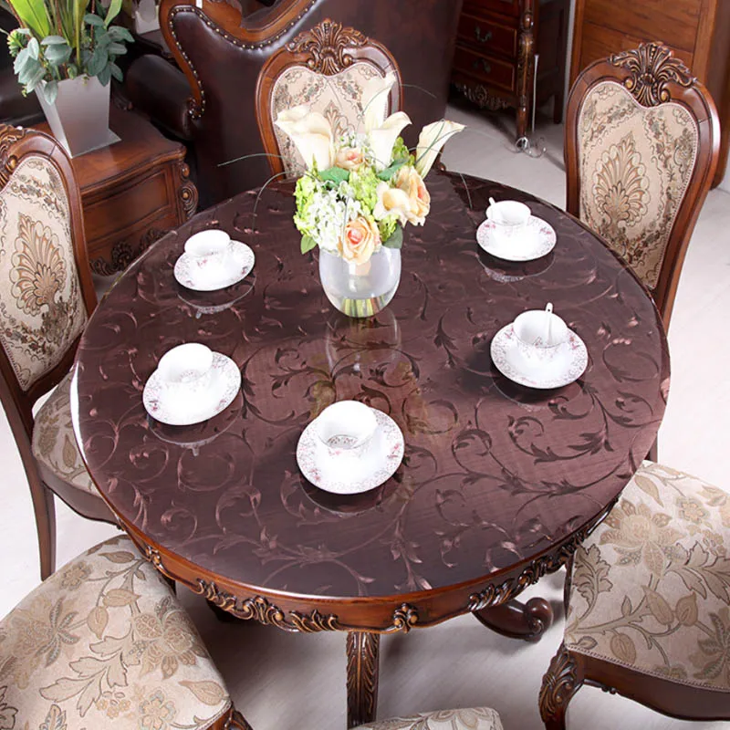 

HAZY PVC Round Tablecloth Table Waterproof Table Cover Vintage Imitation Metal Pattern Oil Table Cloths Dining Table Mat
