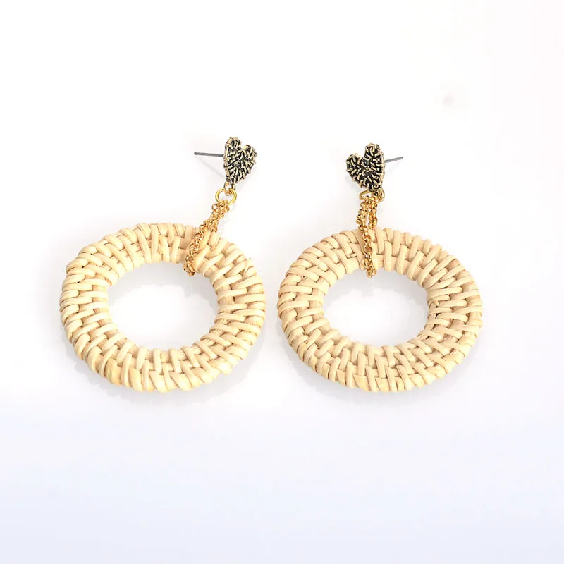wicker heart earrings
