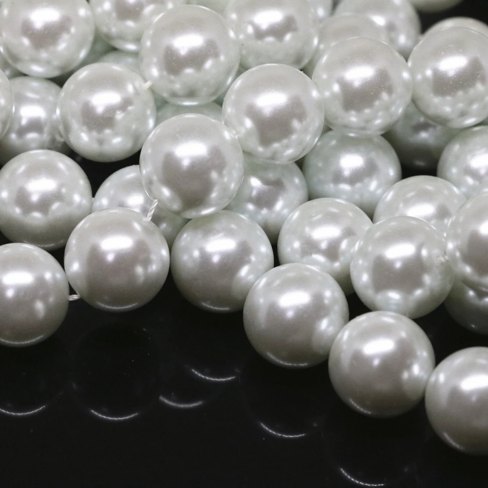 

High quality white imitation shell pearl round bead 4,6,8,10,12,14mm fit diy women necklace bracelet jewelry making 15inch B1604