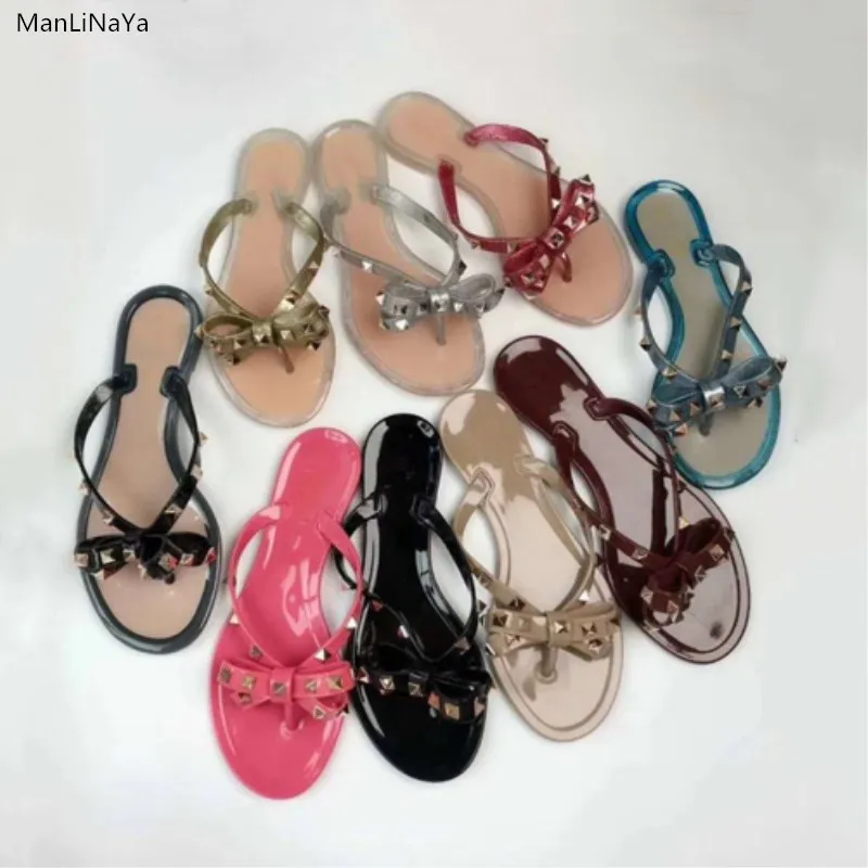 

Summer fashion ladies sandals flowers rivets slippers non-slip beach slides women's sandals luxury brand slippers women's jelly