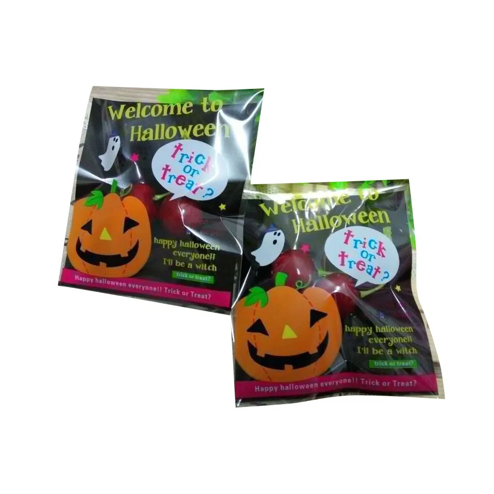 2017 new 100pcs semi transparent halloween cookies food biscuit packaging bags pumpkin style 20