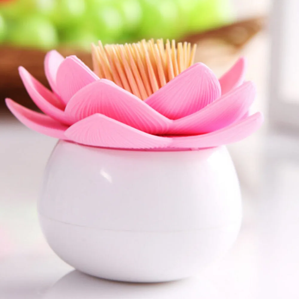 

S M Lotus Cotton swab box lotus cotton bud holder base Flower Cotton swab box room decorate Toothpick case 2 Color