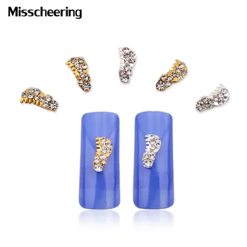 

10pcs/pack Mini Gold Silver Comb Alloy Nail Art Clear Rhinestone Charm DIY Nail Accessories Decoration