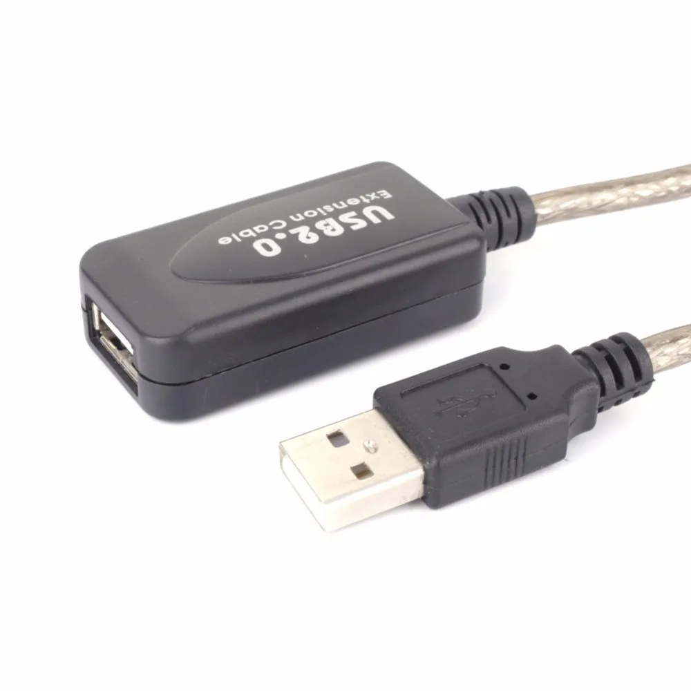 USB 2,0 Удлинительный кабель 20 м/15 м/10 м/5 м Мужской к женскому активному ретранслятору удлинитель кабель Шнур USB адаптер для ноутбука ПК