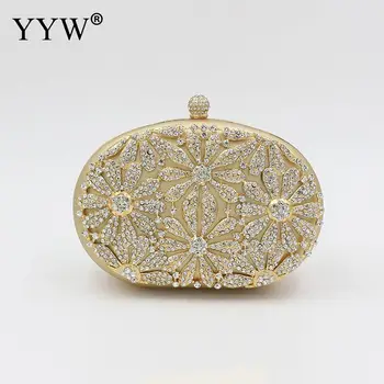 

Women Diamonds Beaded Metal Evening Bags Rhinestones Clutch gold Chain Shoulder Purse Bags For Wedding Bag Bolso Mujer