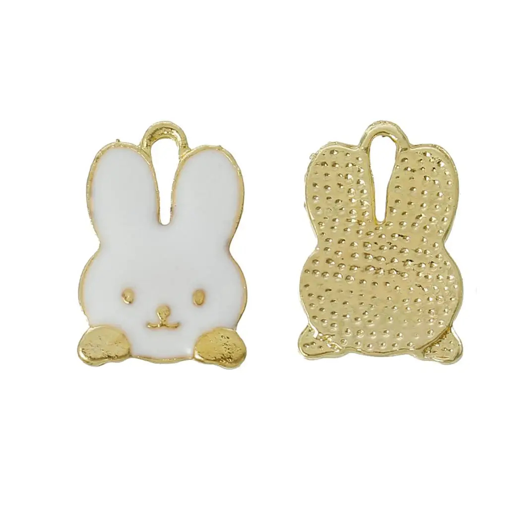 Очаровательные Подвески DoreenBeads из цинкового сплава кролик золотой цвет белая
