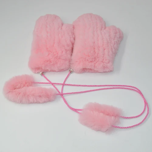 Новые Женские Настоящий мех кролика перчатки Хорошие эластичные женские зимние вязаные настоящие кроличьи меховые варежки натуральный настоящий мех кролика перчатки - Цвет: pink