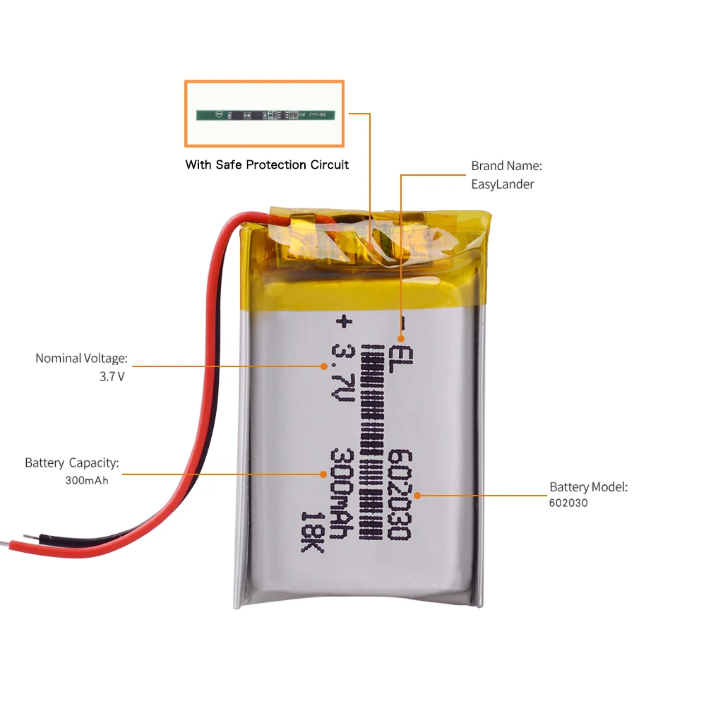 3 7 V 300mAh 602030 литий полимерный ионный аккумулятор Lipo cells для Bluetooth спикера тахографа