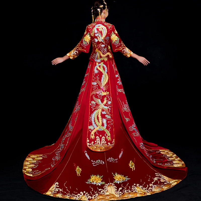 Свадебное платье невесты Традиционный китайский стиль костюм Феникс cheongsam