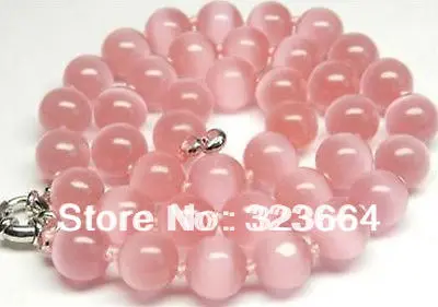 

Hot Sell! Natural 10mm Pink Mexican Opal Round Necklace 18"