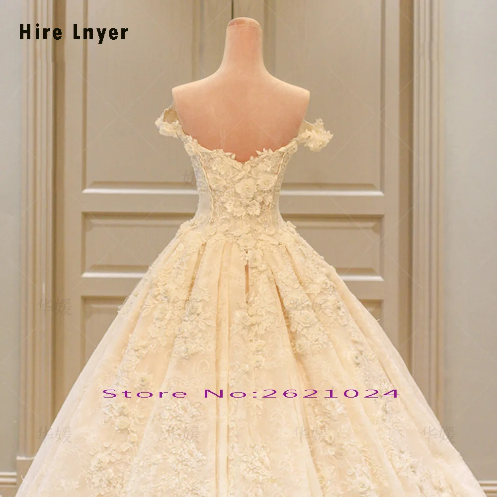 red wedding dresses HIRE LNYER Custom Made Off The Shoulder Short Sleeve Beading Appliques Lace Flowers Princess Ball Gown Wedding Dresses wedding dress for women