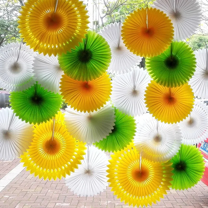 Hanging Colorful Flower Paper Fans Wedding Decorations