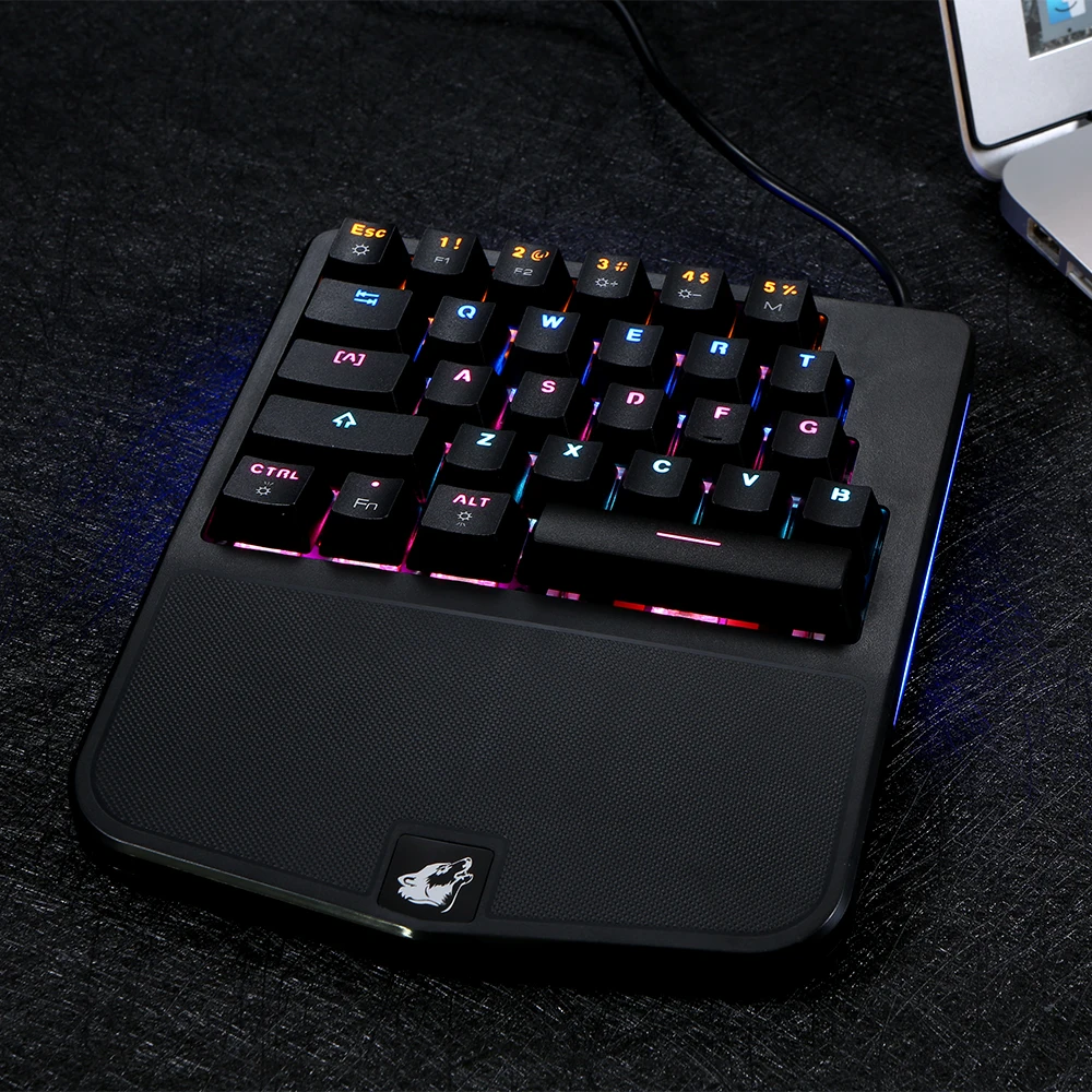 Механическая клавиатура с одной рукой, 28 клавиш с подсветкой, игровая клавиатура с одной рукой, эргономичный дизайн и кнопка против привидения