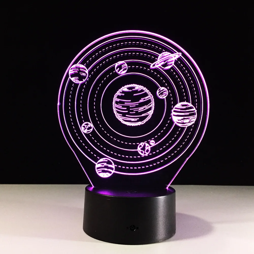 3D визуальная Вселенная планета светодиодный настольный светильник 3D иллюзия настольная лампа 7 цветов меняющийся ночной Светильник Прямая детский подарок