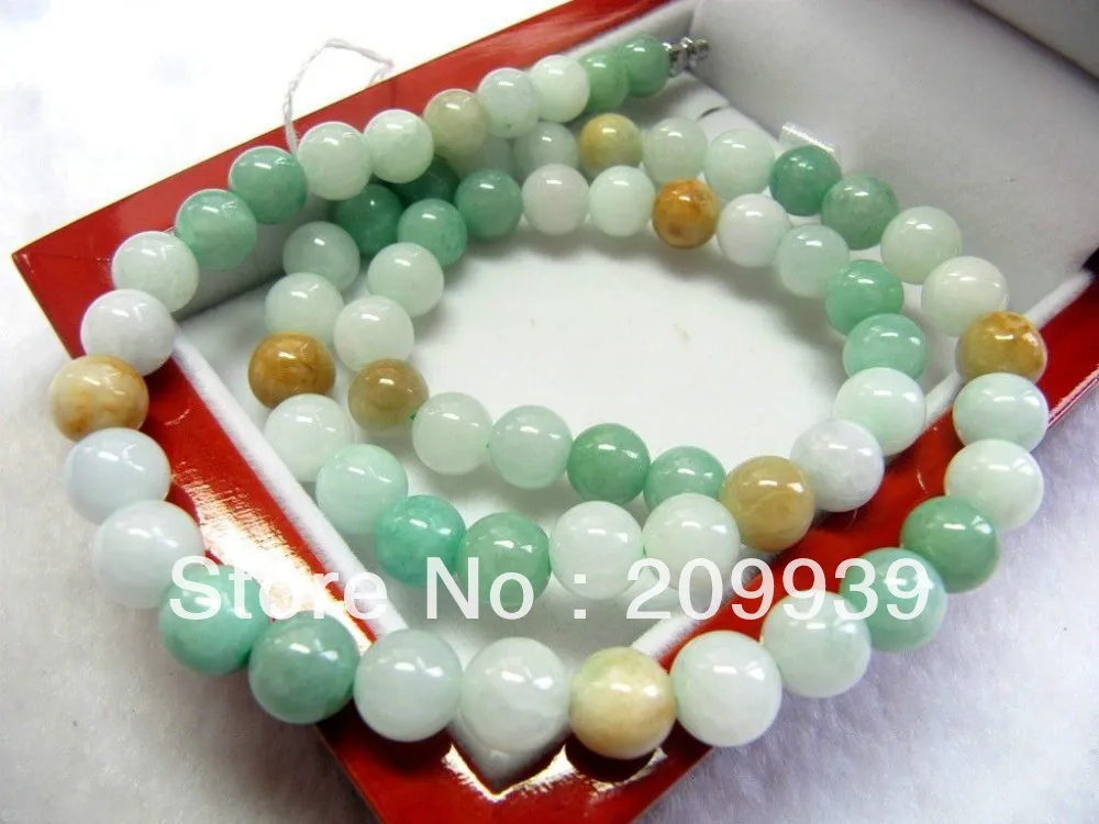 

huij 002731 "Rich Rainbow Grade A 100% Natural Jade /Jadeite Beads Necklace / 45cm