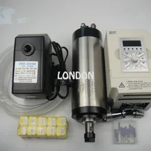 ER16 диаметр 80 мм 220 В водяное охлаждение 1.5KW шпиндель с 4 шт. подшипник для чпумашина+ 1.5KW частотно-регулируемым приводом+ водяной насос+ ER16+ сверла для станков с ЧПУ