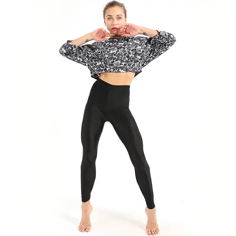 black shiny workout leggings