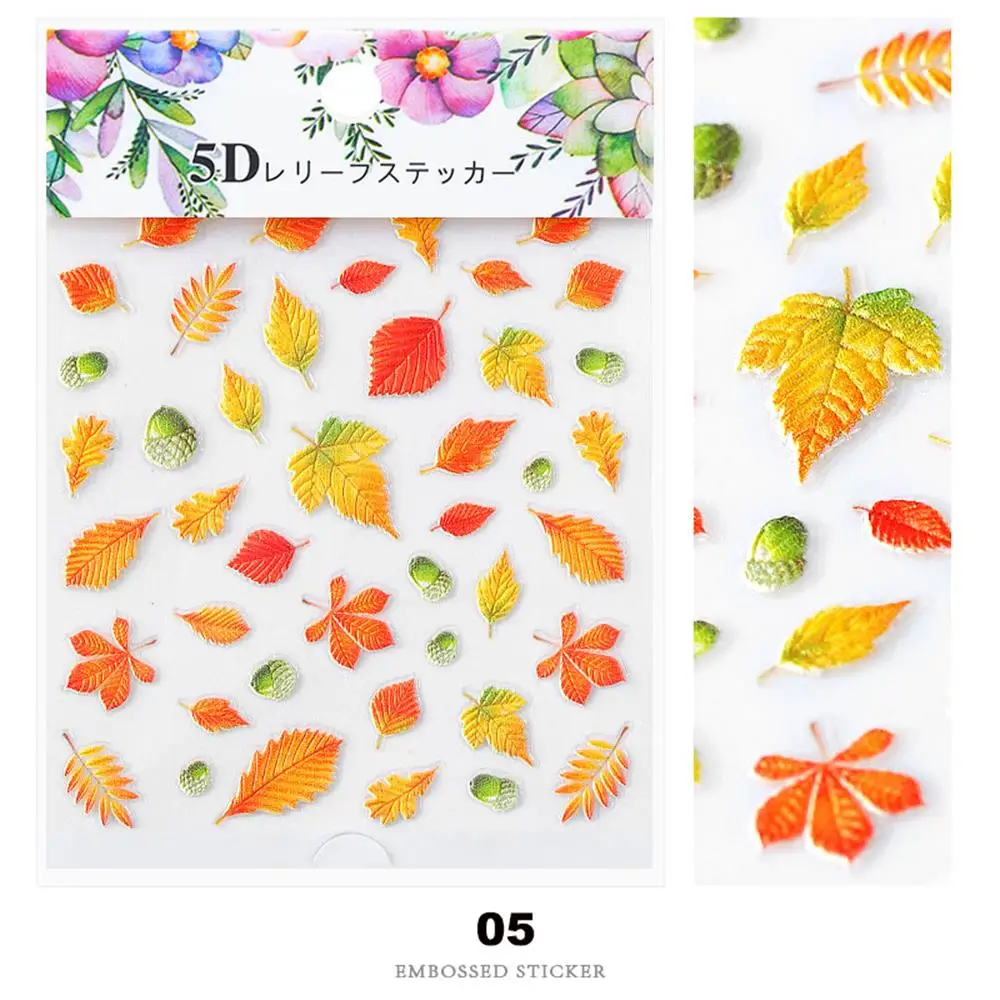 1 Sheet 3D Acrylic Embossed Flower Self Adhesive Nail Sticker Decal Slider Wrap Nail Art Decoration Manicurure Tools Accessories - Цвет: 05