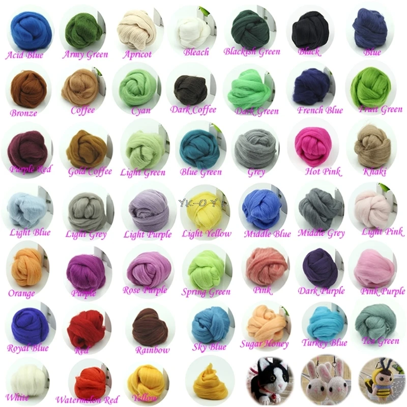 

20 Colors Wool Corriedale Needlefelting Top Roving Dyed Spinning Wet Felting Fiber