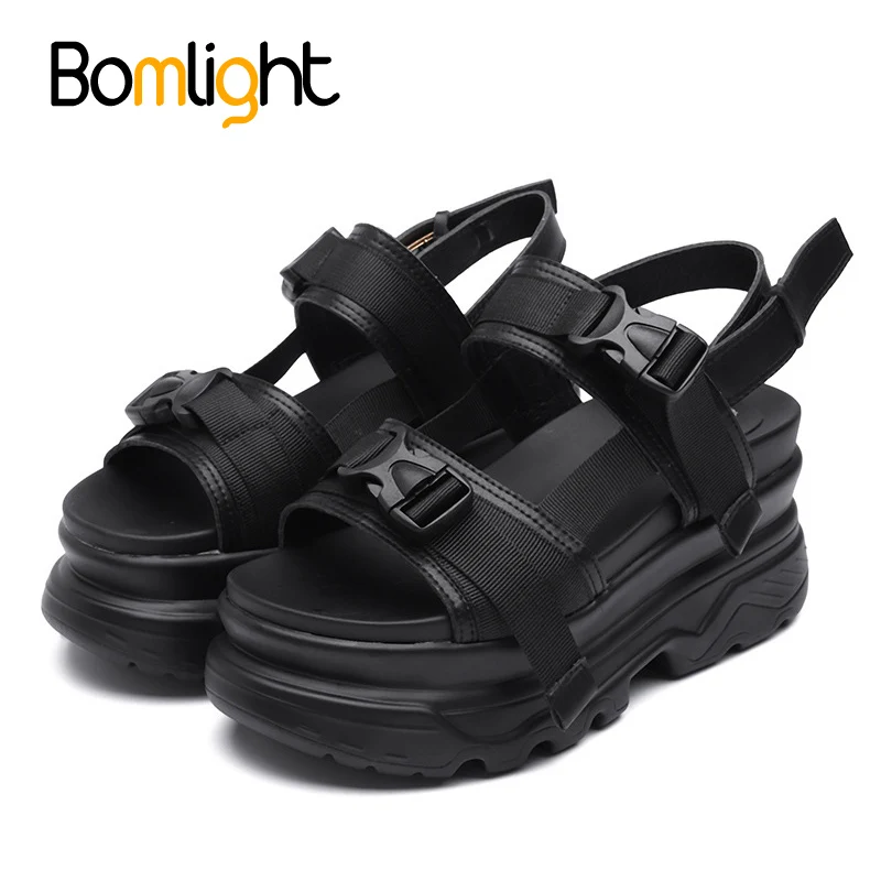 Женские сандалии на платформе Bomlight модные летние пляжные толстой подошве с