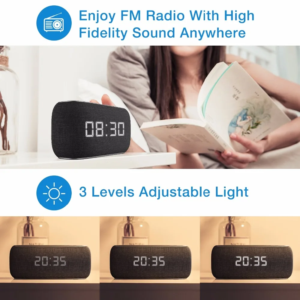 HAVIT Bluetooth динамик портативный домашний громкий динамик с цифровым будильником 3D стерео усиленный бас динамик поддержка fm-радио M29