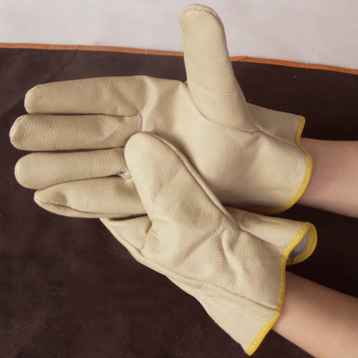 

Free shipping 3pairs genuine cow split leather welding safety gloves and for labor and driving as well with great wear-resista
