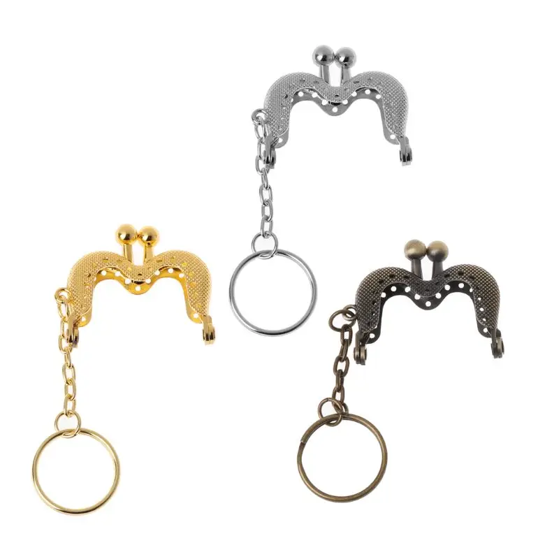 

1PC Iron Alloy Coin Purse Bag Arch Frame Kiss Clasp Lock With Key Ring DIY Craft 4cm M Shape Purse Frame