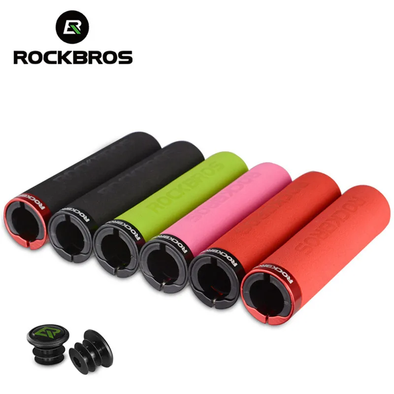 

ROCKBROS Bicycle Grips MTB Soft Silicone Sponge Handlebar Grips Anti-skid Shock-absorbing Bike Grips Ultraight Cycling Handlebar