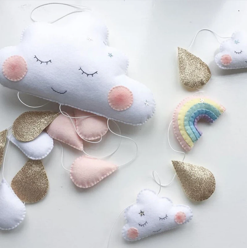 

Home decoration Nordic children tent decoration cloud felt raindrop pendant kids room decoration Smiles Photography Props