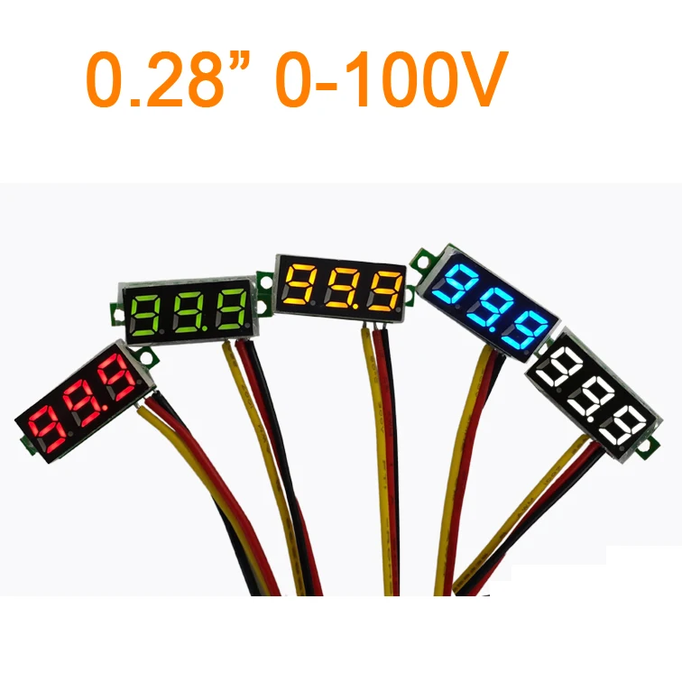 0 28 &quotDC 100V Вольтметр Зеленый светодиодный цифровой дисплей Напряжение dc 12V 24V