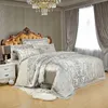 Sliver Gold Luxury Silk Satin Jacquard duvet cover bedding set queen king size Embroidery bed set bed sheet/Fitted sheet set ► Photo 2/2