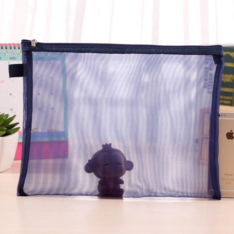 1pc Gridding Waterproof Zip Document Document Bag Products Pocket Folder Office And School File Folder Supply