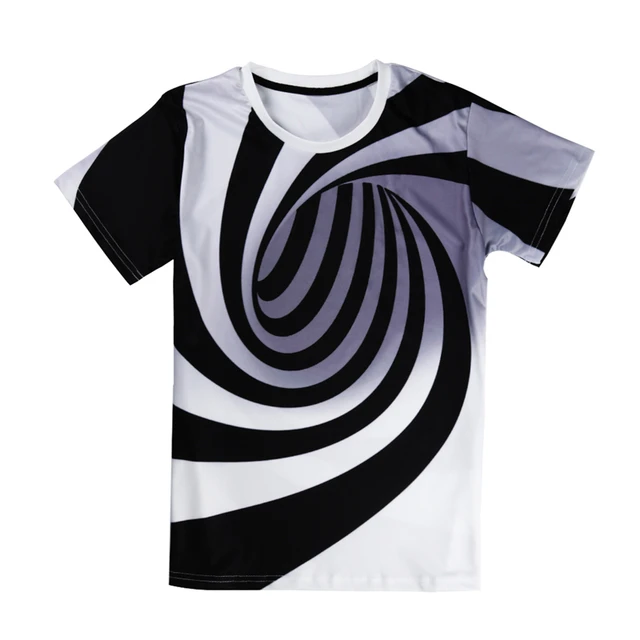 Alisister Black And White Vertigo Hypnotic Printing T Shirt Unisxe Funny Short Sleeved Tees Men/women Tops Men's 3D T-shirt 1