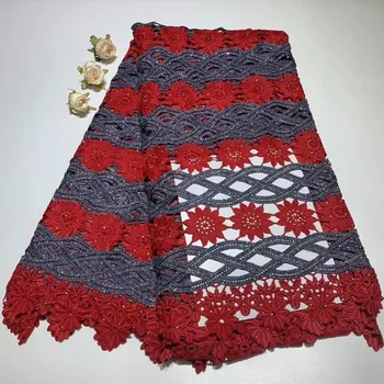 

2019 5yards african water soluble lace fabric in double colour good quality african guipure lace fabric for dress DFMR031
