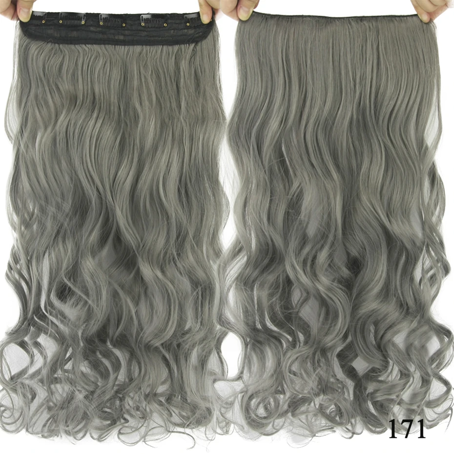 Soowee 2" Длинные высокотемпературные волокна синтетические волосы колодки черный серый вьющиеся клип в наращивание волос шиньон для женщин - Цвет: 171