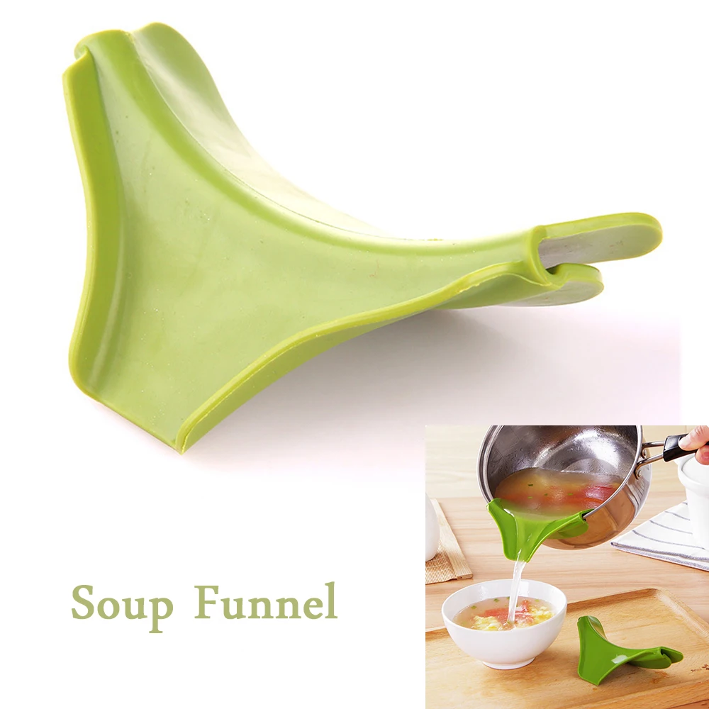 

Soup Funnel Anti-spill Silicone Kitchen Gadget Tool Non Slip On Pour Soup Spout Funnel for Pots Pans and Bowls and Jars