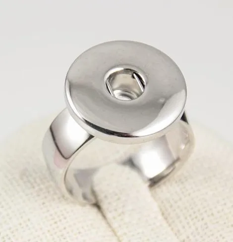 

Hot Fashion sale top high quality silver button metal ring jewelry stainless steel 18mm snap button ring for men and women IB686