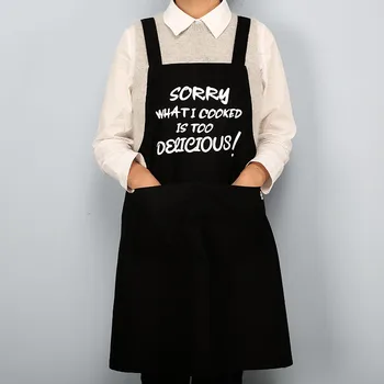 

Simple and solid color cotton canvas apron adult kitchen cloth anti oil