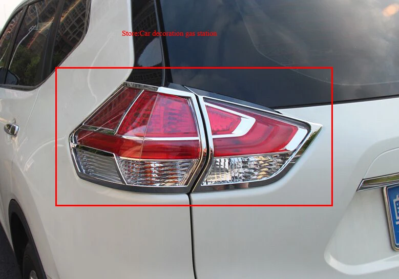 2Pcs Chrome Car Rear Fog Light Decor Frame Cover Trim Fit for Nissan X-Trail 14Y