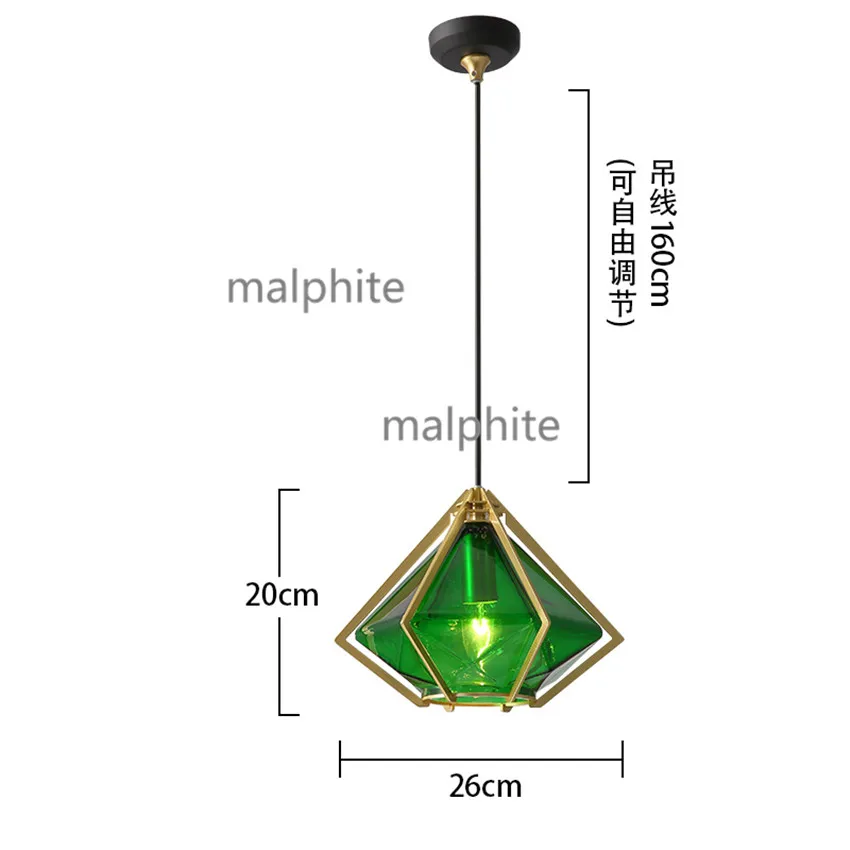 Хрустальное украшение скандинавский Лофт подвесные лампы для ресторана светодиодный осветительная арматура гостиная спальня светильники подвесные нестандартного дизайна - Цвет корпуса: D Green